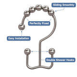 Rust Resistant Metal Double Glide Shower Hooks Rods Curtains Rings for Bathroom Shower