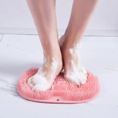 Wall Mounted Back Scrubber Silicone Bath Massage Cushion Brush with Suction Cups