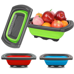 Collapsible Strainer  Kitchen Silicone Funnel Drain Basket with Extendable Handle