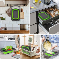 Collapsible Strainer  Kitchen Silicone Funnel Drain Basket with Extendable Handle