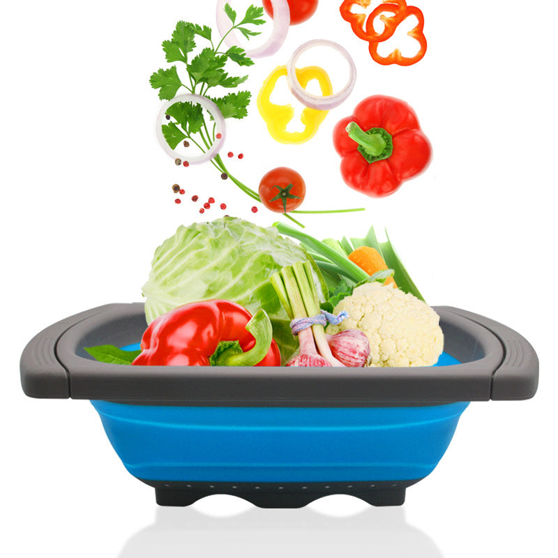 Collapsible Strainer  Kitchen Silicone Funnel Drain Basket with Extendable Handle