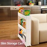 Slim Rolling Storage Cart Rack Narrow Places Shelf Organizer With Wheels