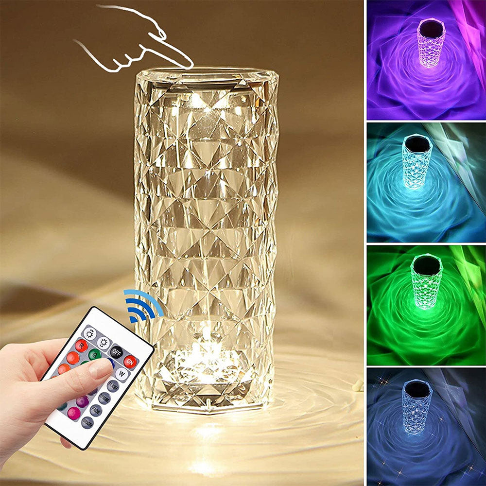 Sparkling Crystal Lamp Rechargeable Touch Control LED Night Light