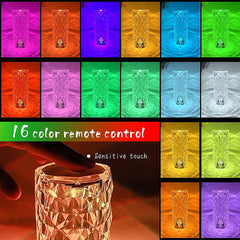 Sparkling Crystal Lamp Rechargeable Touch Control LED Night Light