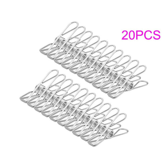 20pcs Stainless Steel Laundry Clothes Hanging Pins Megs Clips