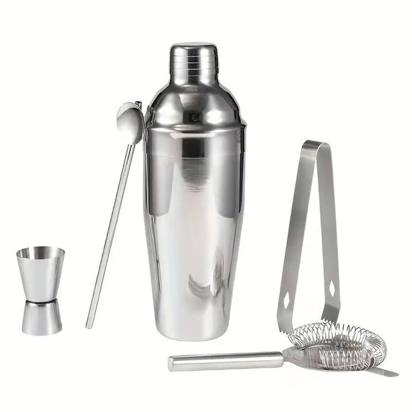 5pcs Stainless Steel Cocktail Shaker Set Bartender Kit