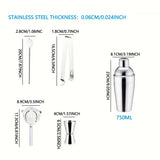 5pcs Stainless Steel Cocktail Shaker Set Bartender Kit