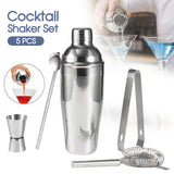 5pcs Stainless Steel Cocktail Shaker Set Bartender Kit