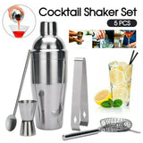 5pcs Stainless Steel Cocktail Shaker Set Bartender Kit