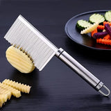 Crinkle Cutter Knife Stainless Steel Cutting Tool for Potato Carrot Chip Vegetable