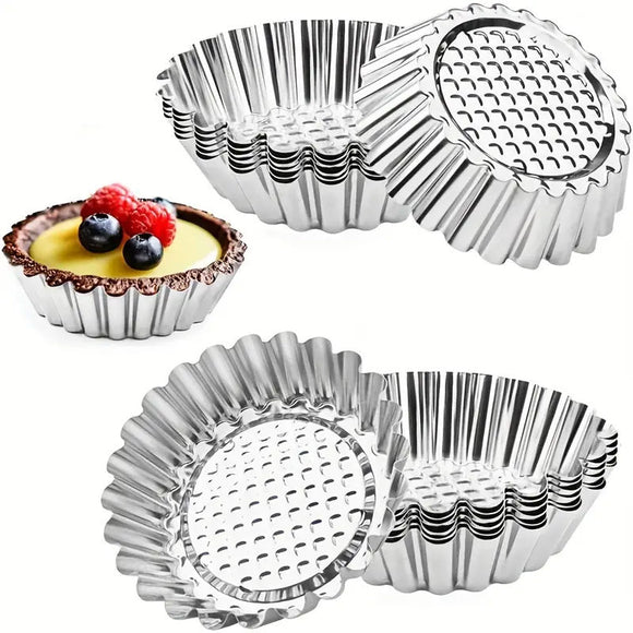 Stainless Steel Flower-Shaped Egg Tart Molds ﻿