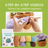 5-Pattern Cute Succulent Plants Crochet Starter Kit - Complete Set in Gift Box