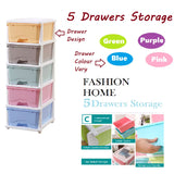 Plastic Storage Organizer Cabinet 5pcs Stackable Drawer Unit Durable Home Office