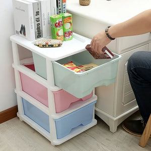 Plastic Storage Organizer Cabinet 5pcs Stackable Drawer Unit Durable Home Office