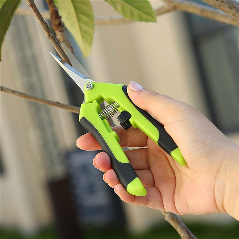 Stainless Steel Micro-Tip Gardening Hand Pruners Trimming Scissors with Straight Blades