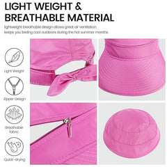 Simplicity Hats for Women UPF 50+ UV Sun Protective Convertible Beach Visor Hat