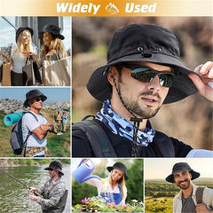 UPF 50+ Sun Fishing Hats Wide Brim Bucket Waterproof  UV Protection