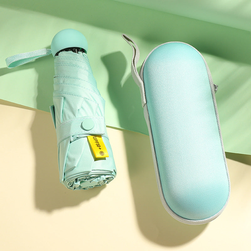 Mini Travel Umbrella for Sun and Rain Windproof 8-Ribs Design with Case