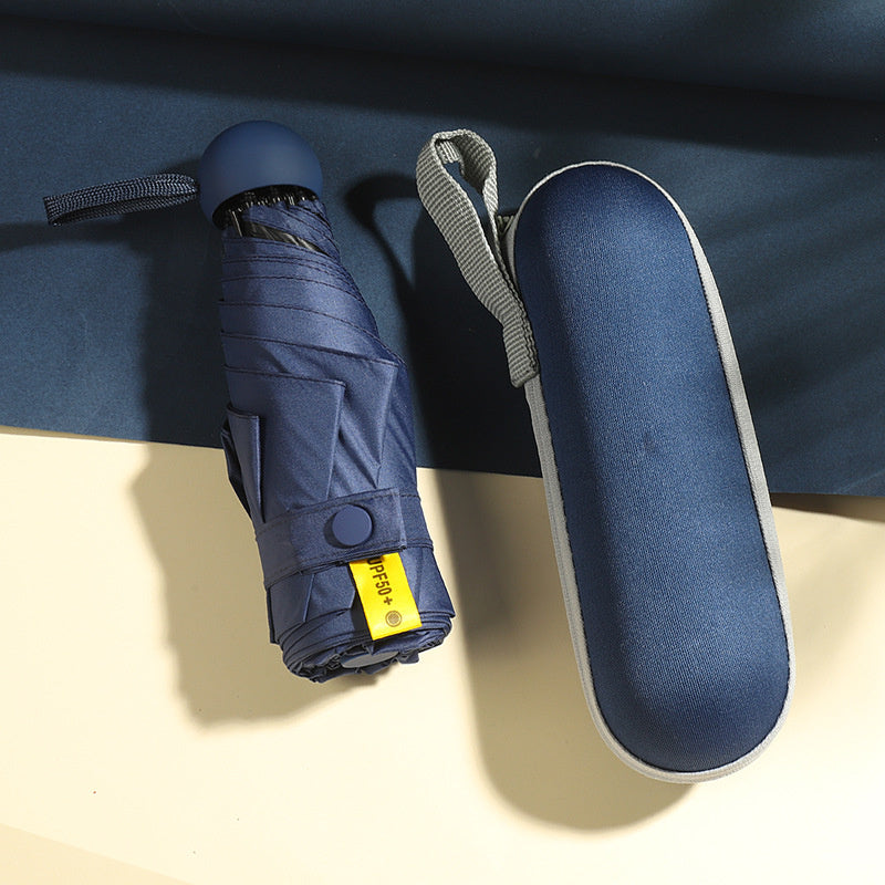 Mini Travel Umbrella for Sun and Rain Windproof 8-Ribs Design with Case