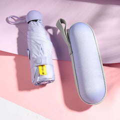 Mini Travel Umbrella for Sun and Rain Windproof 8-Ribs Design with Case