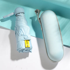 Mini Travel Umbrella for Sun and Rain Windproof 8-Ribs Design with Case