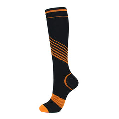 Unisex Striped Nylon Sports Compression Socks Knee-High Stockings