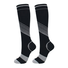 Unisex Striped Nylon Sports Compression Socks Knee-High Stockings