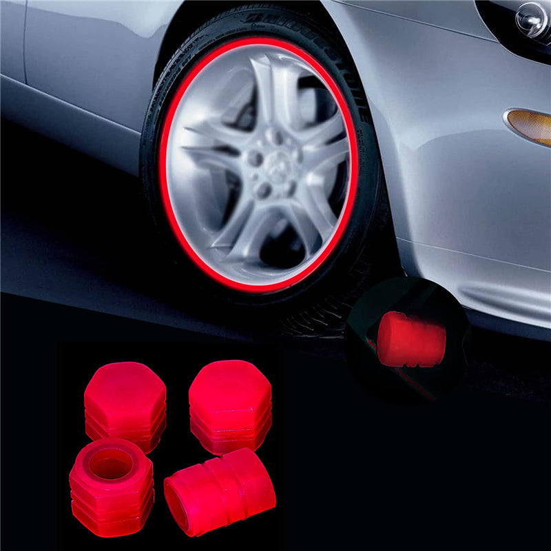 4pcs Universal Glow Car Tire Valve Caps Wheel Rim Dust Cover