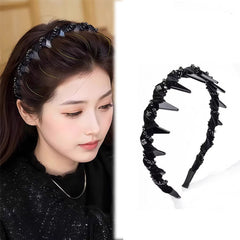 Wave Beaded Headband with Tooth Hair Hoop Fashion Hair Comb For Women Girls