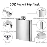 Stainless Steel Hip Liquor Whiskey Alcohol Flask Cap Pocket Wine Bottle