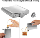 Stainless Steel Hip Liquor Whiskey Alcohol Flask Cap Pocket Wine Bottle