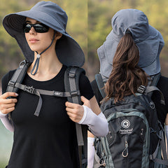 Wide Brim Sun Hat for Women with Neck Flap Summer Sun Protection Cap