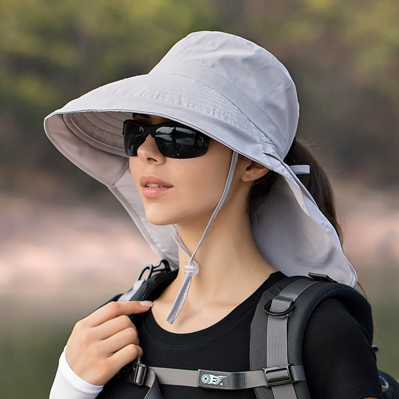 Wide Brim Sun Hat for Women with Neck Flap Summer Sun Protection Cap