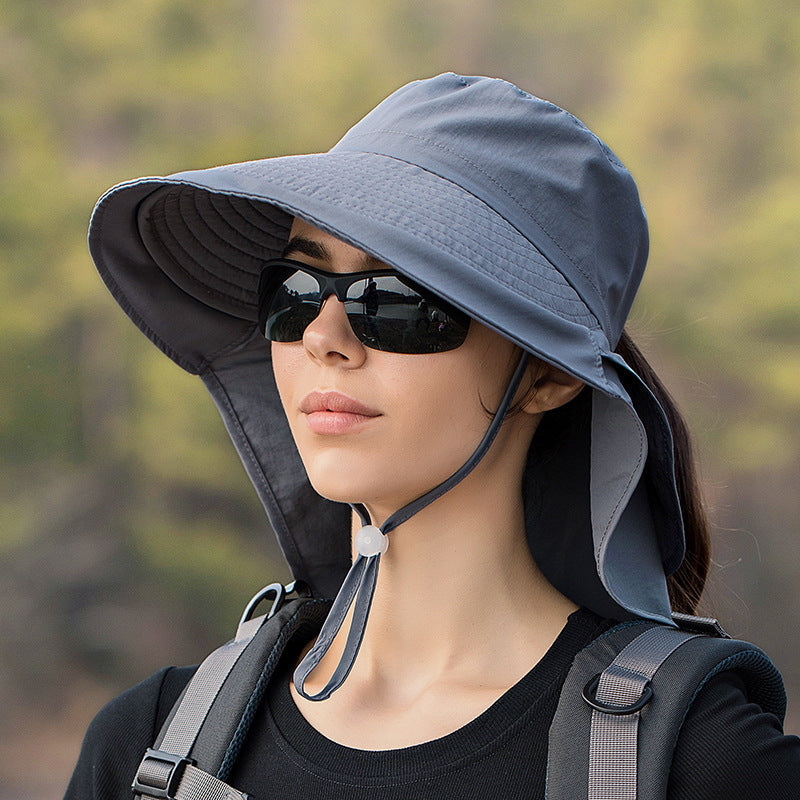 Wide Brim Sun Hat for Women with Neck Flap Summer Sun Protection Cap
