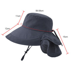 Wide Brim Sun Hat for Women with Neck Flap Summer Sun Protection Cap