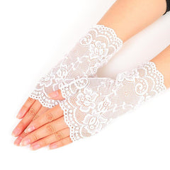 Women's Lace Gloves Fingerless Bridal Floral Gloves Sun Protection