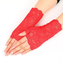 Women's Lace Gloves Fingerless Bridal Floral Gloves Sun Protection