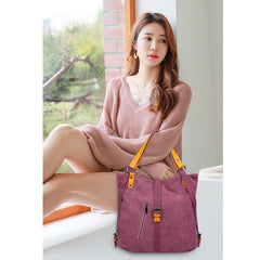 Women Girl Canvas Tote Bag Handbags Convertible Backpack