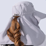 Women’s Stylish Sun Hat with Ponytail Hole Wide Brim UV Protection Bucket Hat