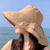 Women’s Sun Protection Fishing Wide Brim Hat with Ponytail Hole UV Protection