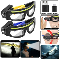 Waterproof XTE Glasses Headlamp with Motion Sensor and Type C Fast Charging