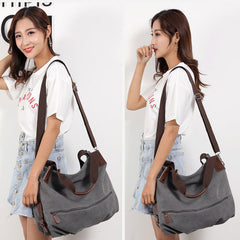 Fashion Top Handle Convertible Canvas Tote Crossbody Bag Handbags