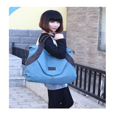 Large Pocket Women's Shoulder Cross-body Handbags Canvas Leather Bags