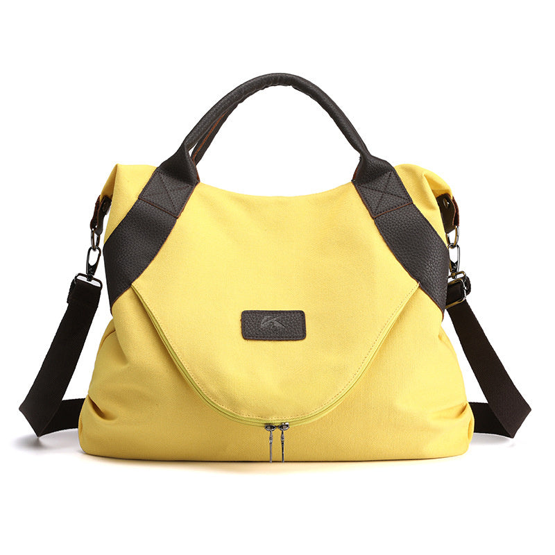 Large Pocket Women's Shoulder Cross-body Handbags Canvas Leather Bags