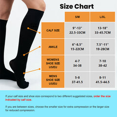 Knee-High Compression Socks Flower Pattern Black Sports Nylon Stockings