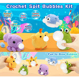 4-Pattern Animal Spit Bubbles Crochet Starter Kit Step-by-Step Stress-Relief Fun