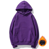 Unisex Pullover Fleece Thick Hoodie Basic Plain Hooded Sweatshirt Jumper