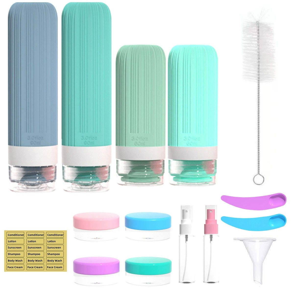 16 Pack Portable Travel Bottles Leak-Proof Silicone Toiletry Containers, Refillable Squeezable