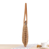 Womens Round Corn Straw Handle Shoulder Bag