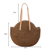 Womens Round Corn Straw Handle Shoulder Bag